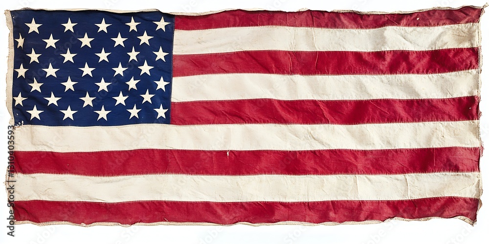 Obraz premium Weathered American flag displaying iconic stars and stripes for patriotic representation : Generative AI