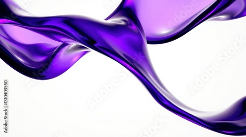 Abstract Fluid Purple Wave Background with Glossy Metallic Texture