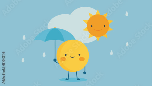 Sunshine and Rain A cartoon sun shining brightly on a figure standing in the rain holding an umbrella labeled Stay Positive illustrating the denial of difficult emotions.