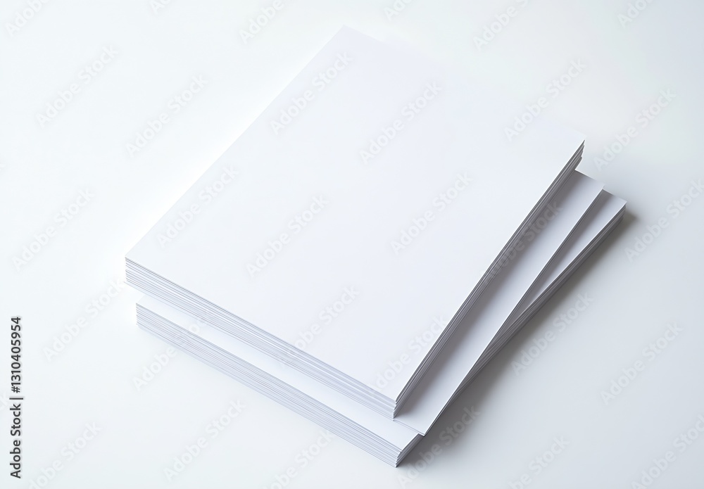 Neatly Stacked Blank White Paper Sheets on a Clean Surface Ready for Use : Generative AI Neatly Stacked Blank White Paper Sheets on a Clean Surface Ready for Use : Generative AI