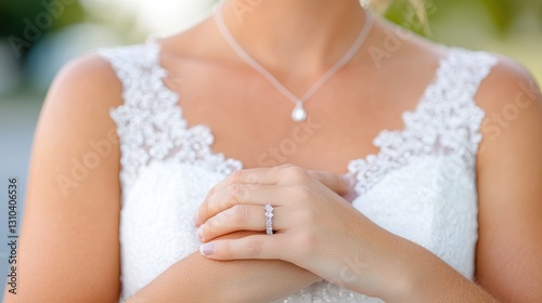 Elegance expressed through delicate hands and intricate wedding attire photo