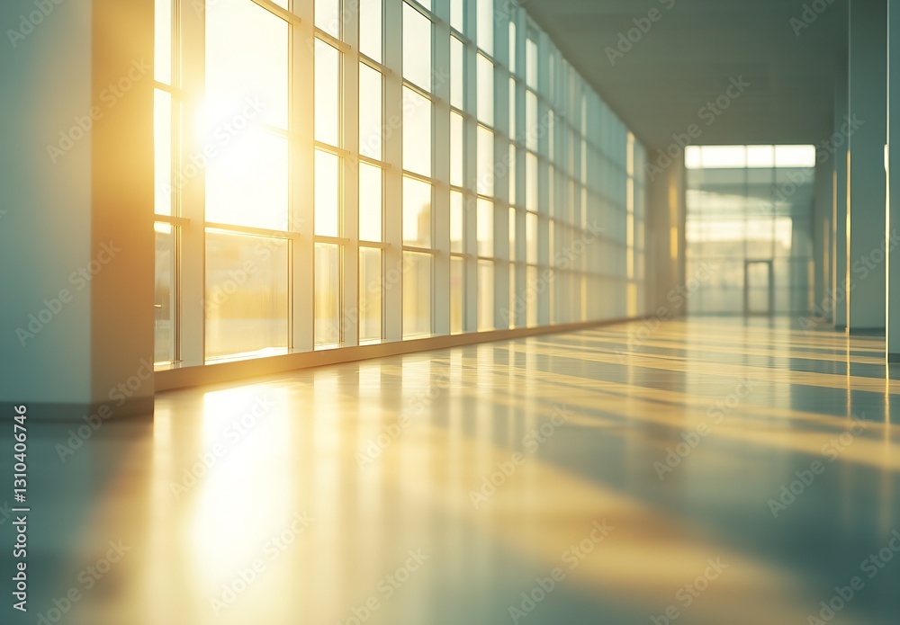 Spacious and Bright Hallway with Floor to Ceiling Windows : Generative AI Spacious and Bright Hallway with Floor to Ceiling Windows : Generative AI