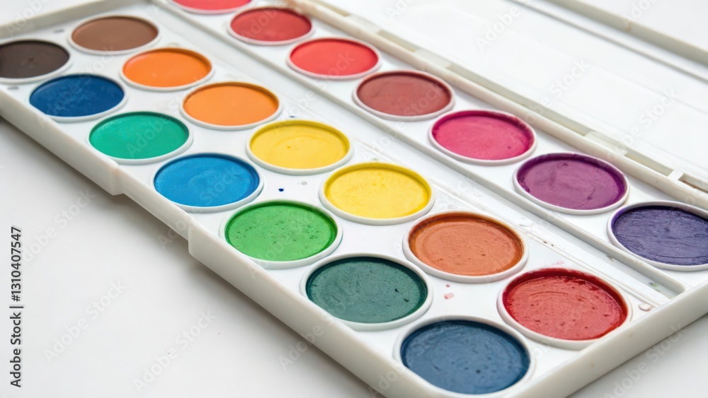 Watercolor Paint Set on White Background Watercolor Paint Set on White Background