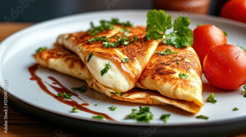 Perfectly cooked plain omelette served fresh on a classic white plate