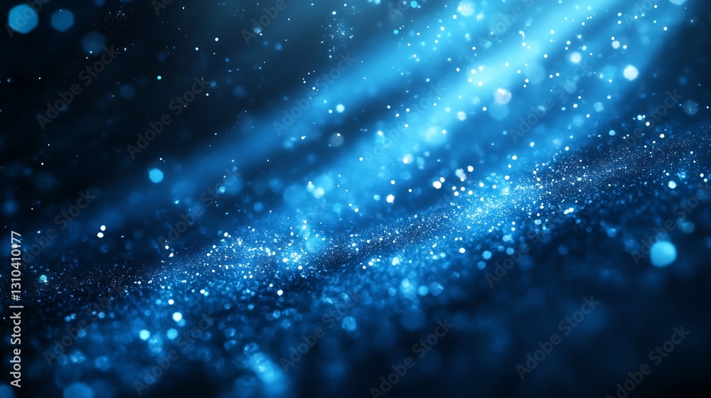 Fototapeta premium Beautiful Light Rays Dancing Across a Blue Sparkly Surface in an Abstract Setting : Generative AI