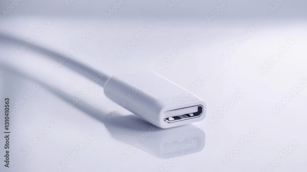 Fototapeta premium A compact travel-friendly phone charging cable with a smart design placed on a bright white background.
