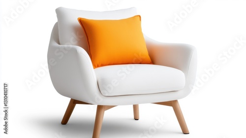 Cozy armchair with a vibrant orange pillow inviting relaxation in any space