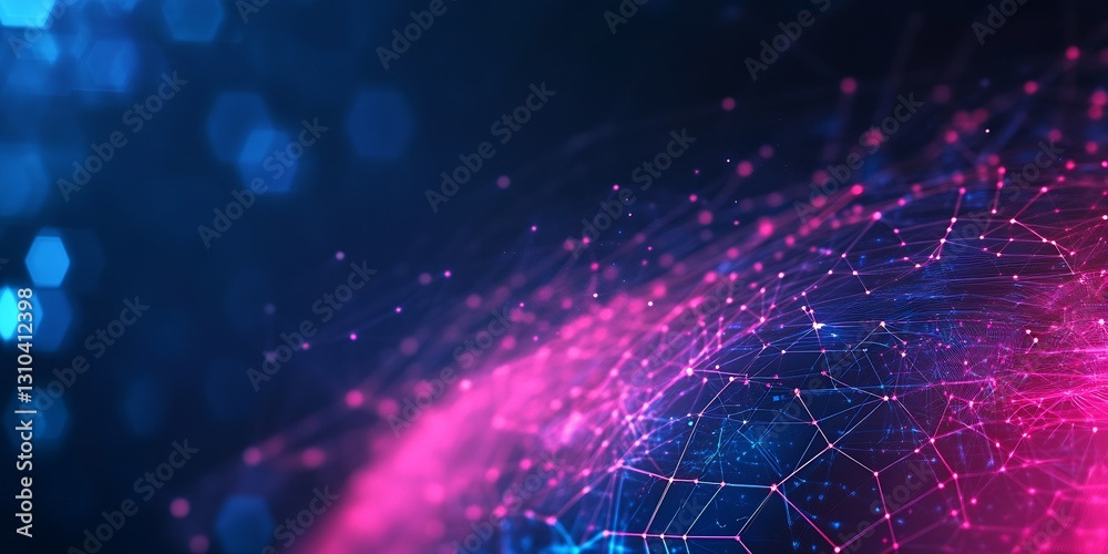 Innovative Digital Network with Pink and Blue Lights Creating a Web of Interconnected Nodes : Generative AI Innovative Digital Network with Pink and Blue Lights Creating a Web of Interconnected Nodes : Generative AI