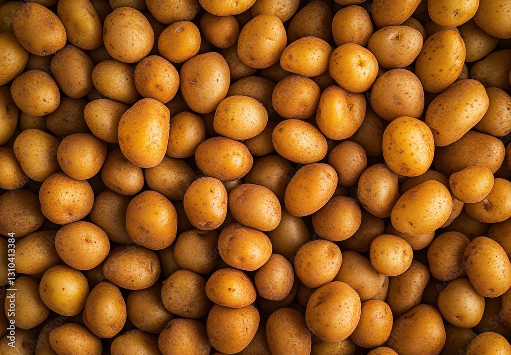 A Close-Up View of Fresh, Raw, Yellowish-Brown Potatoes Featuring Their Textured Skin and Natural Imperfections in a Natural Light Setting A Close-Up View of Fresh, Raw, Yellowish-Brown Potatoes Featuring Their Textured Skin and Natural Imperfections in a Natural Light Setting
