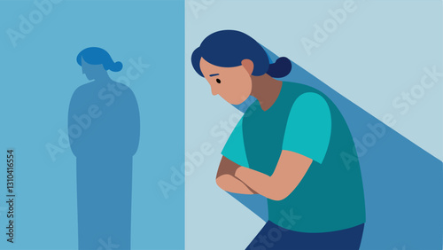 Support System A caregiver leaning against a wall looking tired with supporting arms shadows representing their colleagues who also deal with emotional labor.