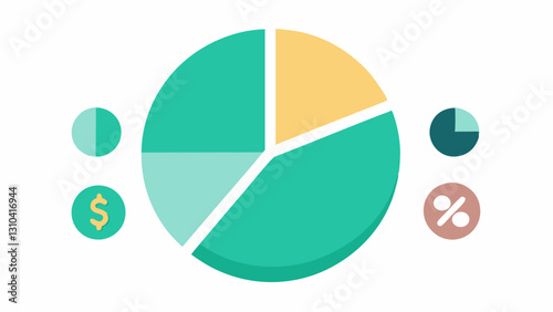 Pie Chart of Savings Growth A simple pie chart that changes size progressively showing portions labeled Initial Deposit Interest Earned and Total Growth over time.