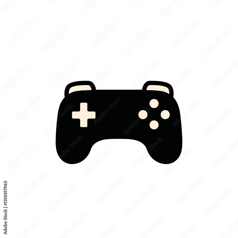 Black video game controller illustration on white background, gaming concept Black video game controller illustration on white background, gaming concept