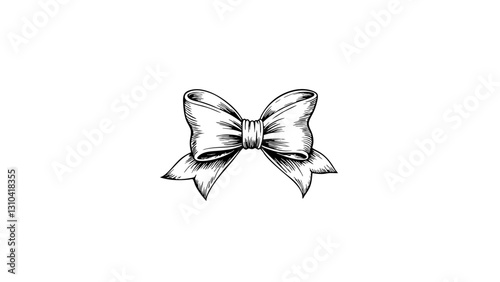 Vintage sketch of a decorative bow on a plain background  