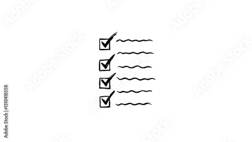 Vintage checklist sketch with ticked boxes on paper background  