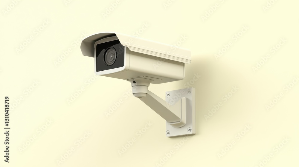 A professional-grade security camera with advanced features on a soft beige background. A professional-grade security camera with advanced features on a soft beige background.