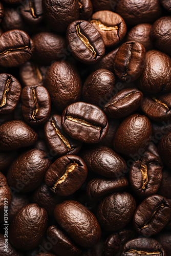 An exquisite collection of roasted coffee beans, celebrating their rich texture and deep hues, inviting the aroma of morning bliss.