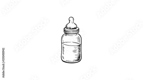 Vintage sketch of a baby bottle  