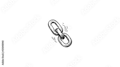Vintage sketch of a broken chain link on a plain background  