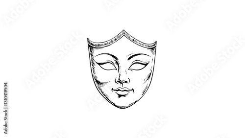Vintage sketch of a decorative theatrical mask  