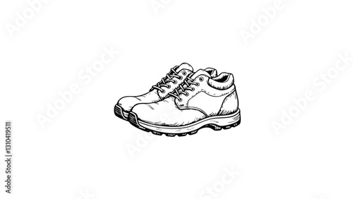 Vintage sketch of footwear shoes in black and white  