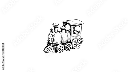 Vintage sketch of a classic steam locomotive illustration  