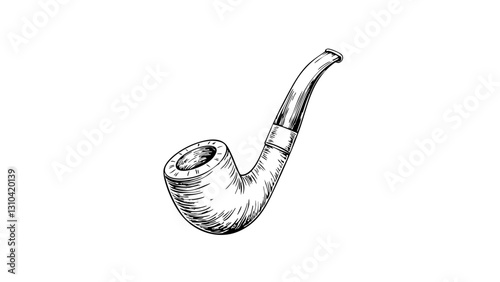Vintage sketch of a smoking pipe against a plain background  