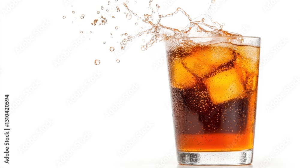 Cola drink splashing with bubbles brings joy and refreshment Cola drink splashing with bubbles brings joy and refreshment