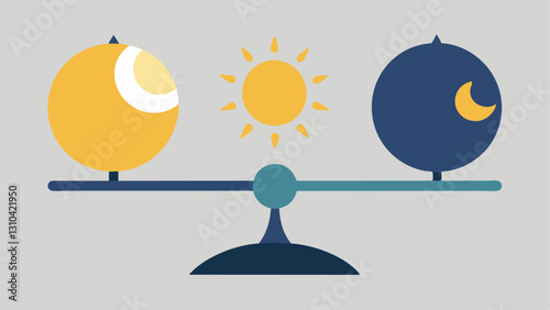 Sun and Moon Balance A sun and moon balanced in harmony illustrating how having a sense of purpose maintains equilibrium in life between day action and ambition and night