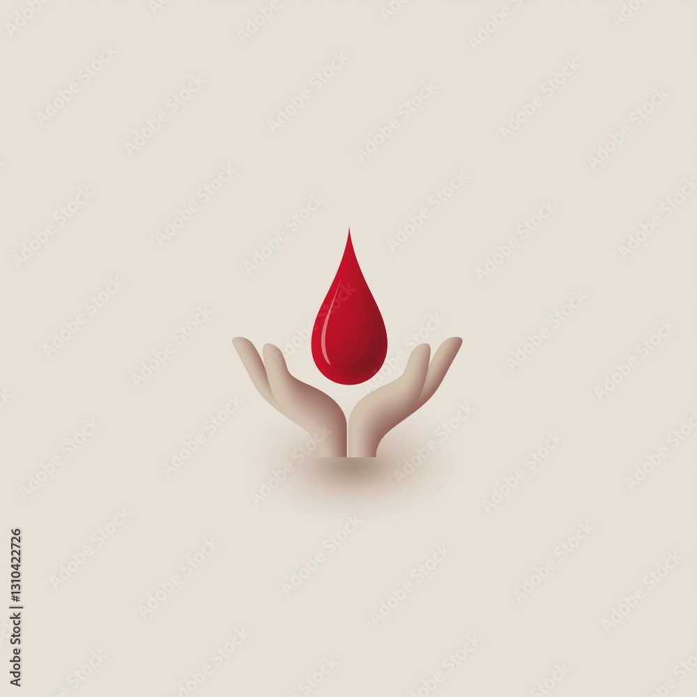 A minimalistic and modern blood donation logo featuring a drop of blood held by two cupped hands. The design is clean, professional, and symbolic. A minimalistic and modern blood donation logo featuring a drop of blood held by two cupped hands. The design is clean, professional, and symbolic.