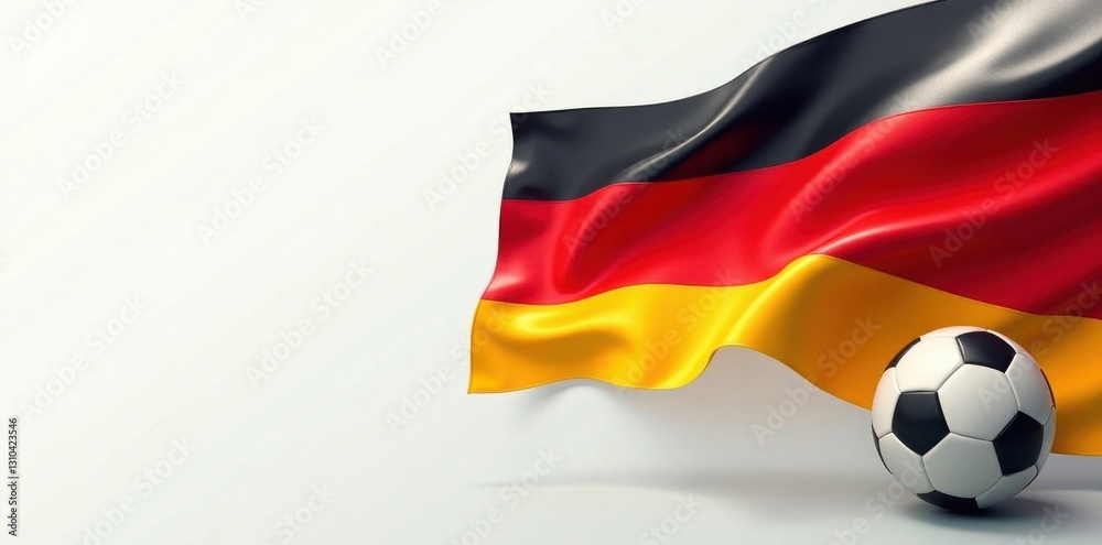 Abstract vector football with German flag banner waving gently in wind, national flag, wave, banner Abstract vector football with German flag banner waving gently in wind, national flag, wave, banner