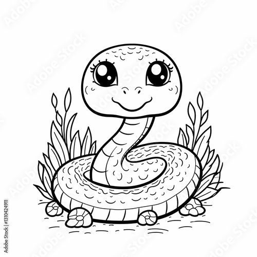 Cartoon Snake Coloring Page