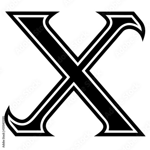 Stylish uppercase letter "X" with a bold, decorative design. Perfect for logos, monograms, and branding projects. vector illustration