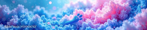 Blue and pink swirly pattern with baby footprints, pink and blue, baby room design, nursery theme