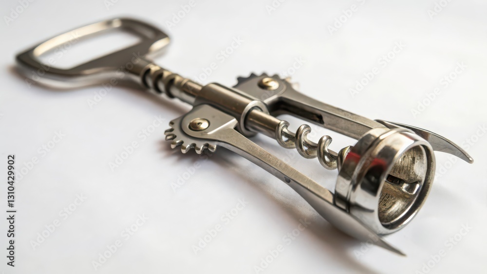 Silver Corkscrew on White Background Silver Corkscrew on White Background