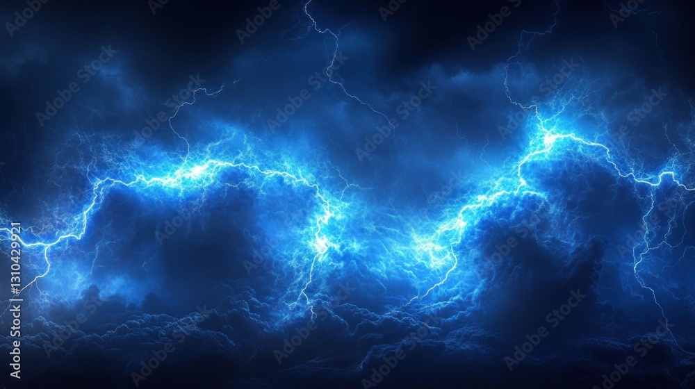 Powerful blue lightning storm in the sky Powerful blue lightning storm in the sky