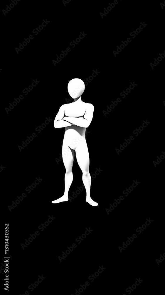 Abstract figure with arms crossed against a dark background, representing confidence and strength Abstract figure with arms crossed against a dark background, representing confidence and strength