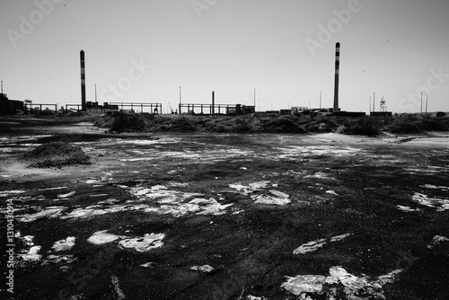 Industrial area of ​​the former CUF factories, currently Baia Tejo, black and white images to highlight the degradation.