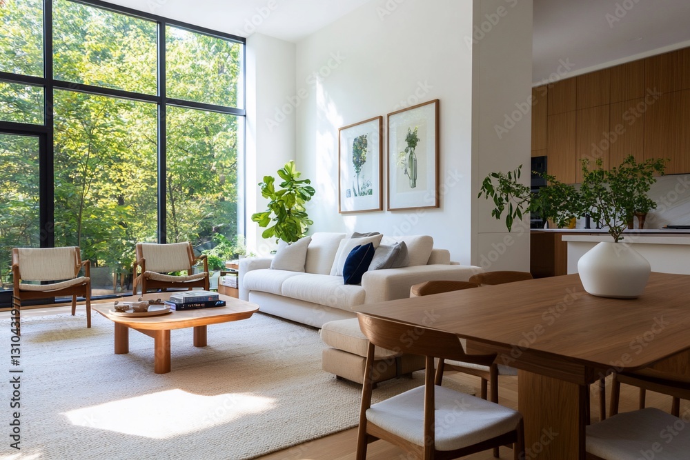 Modern Living Room Interior Design with Natural Light and Greenery Modern Living Room Interior Design with Natural Light and Greenery