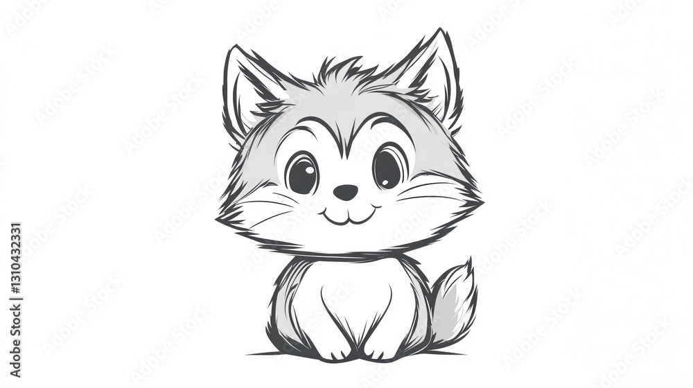 An Adorable Cartoon Puppy Sitting Happily on a White Surface An Adorable Cartoon Puppy Sitting Happily on a White Surface