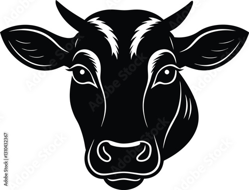 Cow head silhouette,Cow head simple flat vector