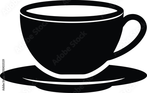 cup for a cafe black silhouette,tea cup flat vectorillustration