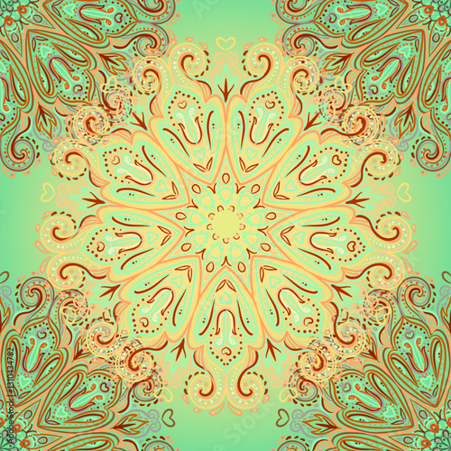 Mandala seamless pattern. Vintage decorative elements. Hand drawn background....
