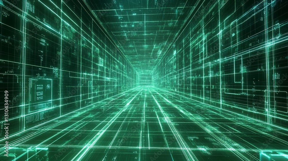 Obraz premium Digital tunnel, glowing lines, abstract background