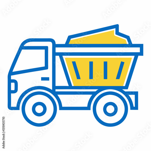 Dump Truck Line Art Construction Vector Illustration – Clipart & Cartoon Design, High-quality dump truck line art vector illustration, perfect for clipart, cartoons, and construction designs.