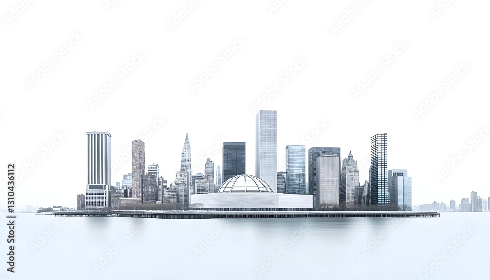 Fototapeta premium Cityscape Skyline Featuring Modern Architecture and a Dome