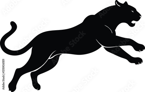 jumping tiger silhouette,tiger  simple flat vector