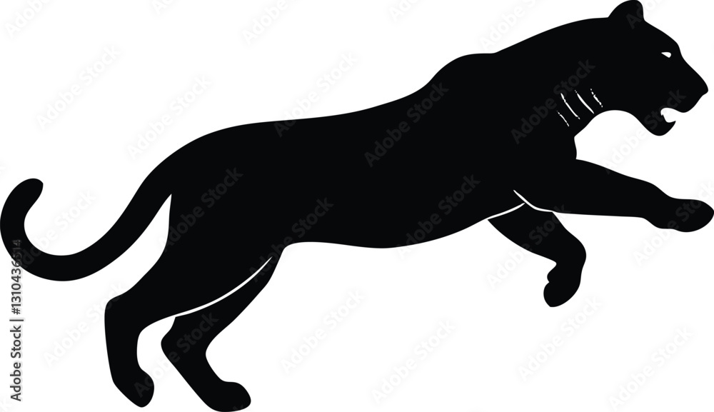jumping tiger silhouette,tiger simple flat vector jumping tiger silhouette,tiger simple flat vector