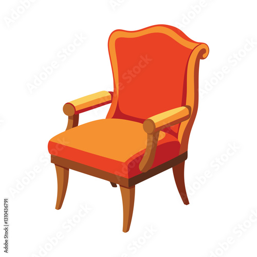 a flat illustration of a chair in orange color