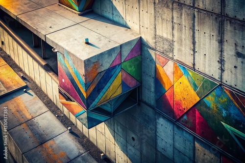 Drone View: Abstract Concrete Wall Art - Urban Graffiti Textures