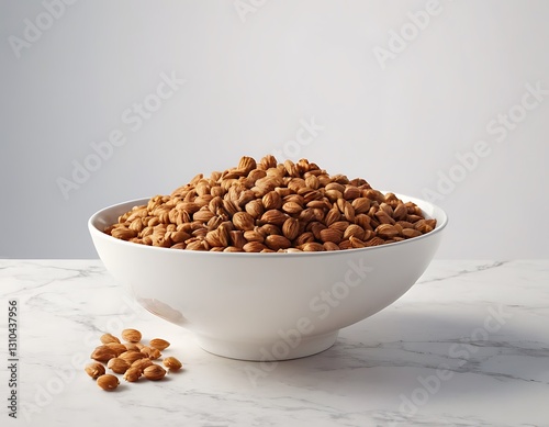 Grain combination on white background,Cooked healthy grains like basmati millet buckwheat and red rice in a white bowl on a white background,healthy eating, image, indoors,946 photo